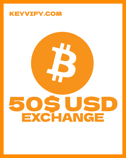 50$ USD Keyvify Bitcoin Exchange | PayPal To Bitcoin (Copy)